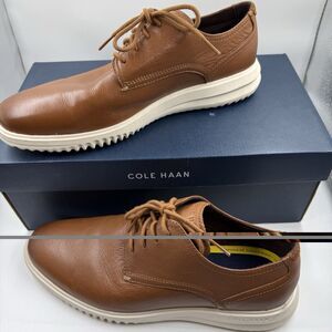 Size 10.5 Mens Cole Haan Grand Plain Toe Ox C36935 British Tan TUMBLED LEATHER